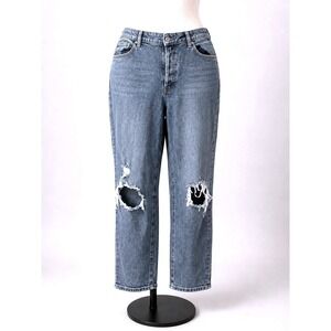 Wild Fable High Rise Distressed Mom Jeans Light Wash Denim 16W Straight Vintage